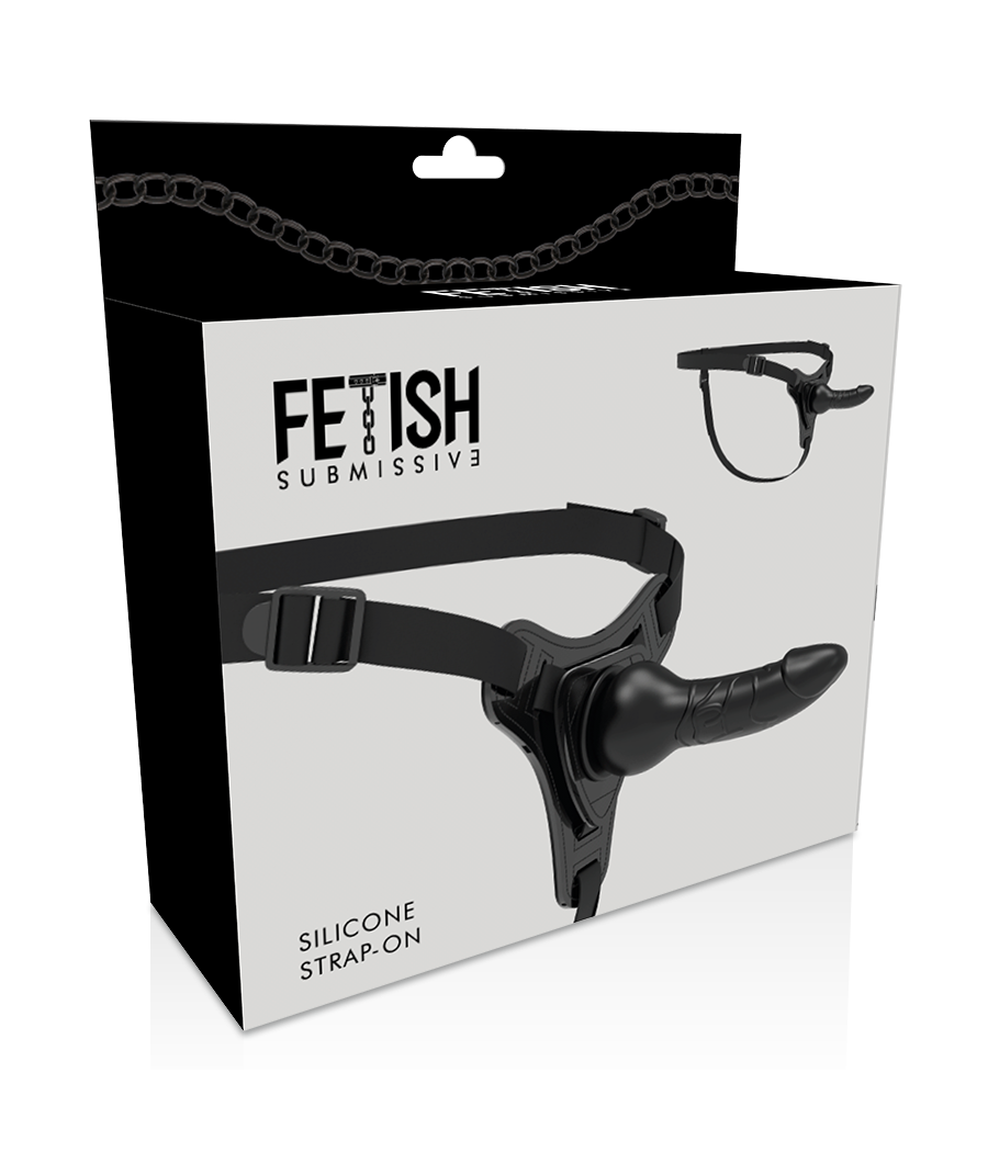 FETISH SUBMISSIVE HARNESS - SILICONE PRETO REALISTA 16 CM