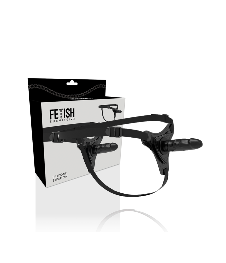 FETISH SUBMISSIVE HARNESS - SILICONE PRETO REALISTA 15 CM