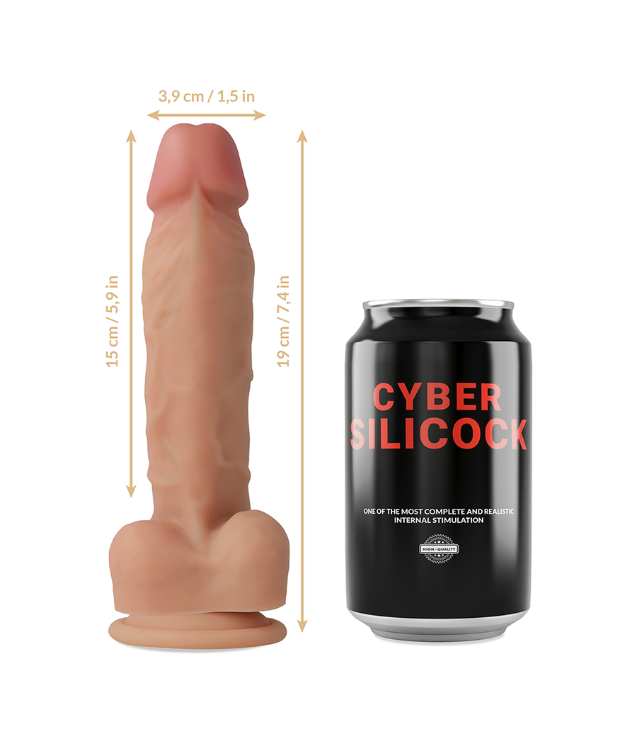 CYBER SILICOCK - STRAP-ON IN SILICONE LIQUIDO OLIVER CON 3 ANELLI IN OMAGGIO 19 CM -O- 3.9 CM