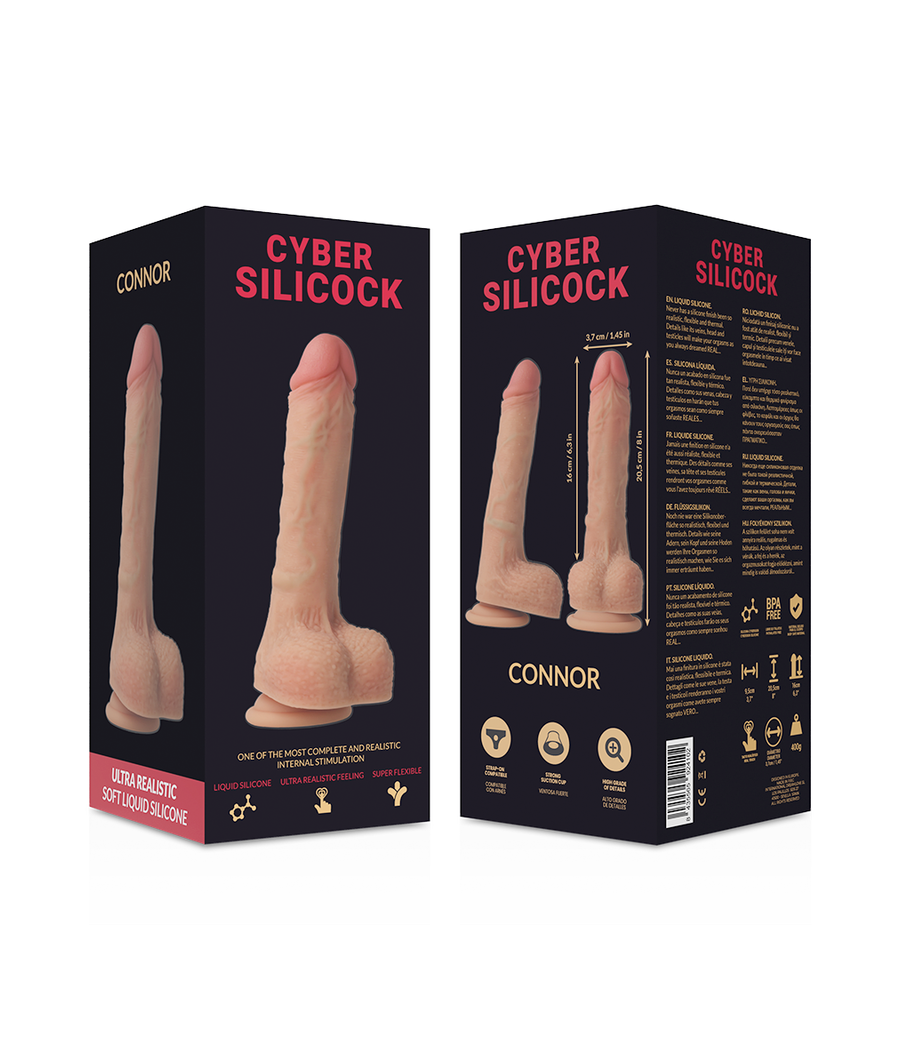 CYBER SILICOCK - ARNÉS SILICONA LIQUIDA CONNOR 20.5 CM -O- 3.7 CM