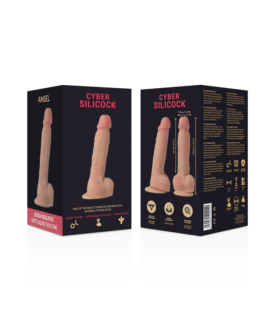 CYBER SILICOCK - STRAP-ON ANSEL WITH 3 RINGS FREE 15.5 CM -O- 2.9 CM