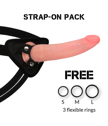 ROCKARMY - ARNÉS + DUAL DENSITY CRUSADER DILDO REALISTA 21.5 CM -O- 4.46 CM