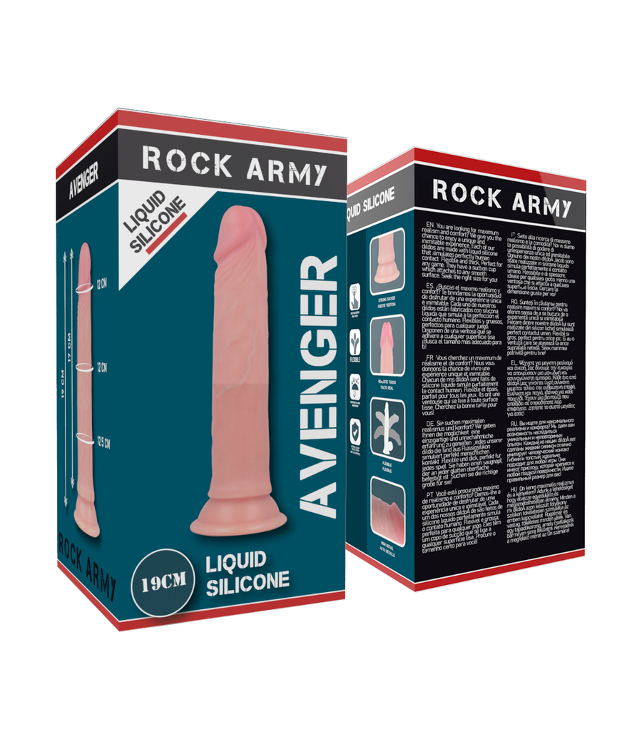 ROCKARMY - HARNAIS + GODE EN SILICONE LIQUIDE PREMIUM AVENGER 19 CM -O- 3.98 CM
