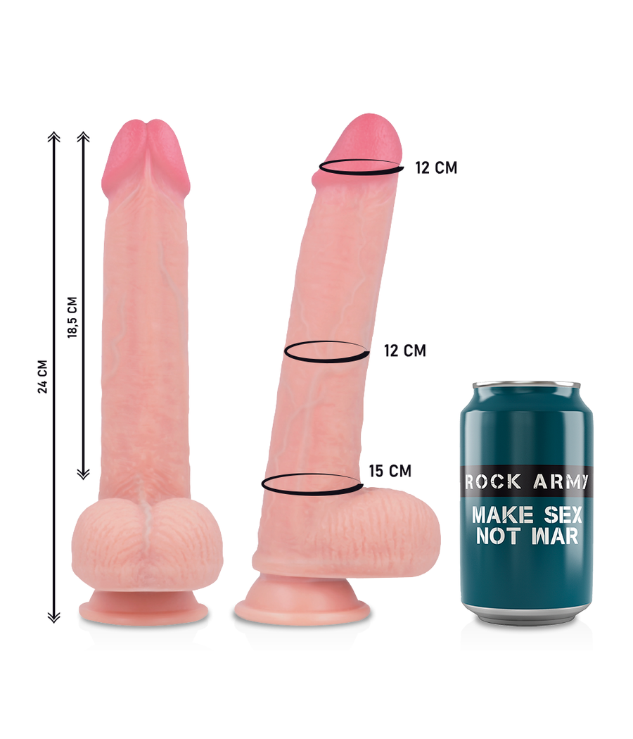 ROCKARMY - ARNÉS + LIQUID SILICONE DILDO PREMIUM KINGCOBRA 24 CM -O- 4.77 CM