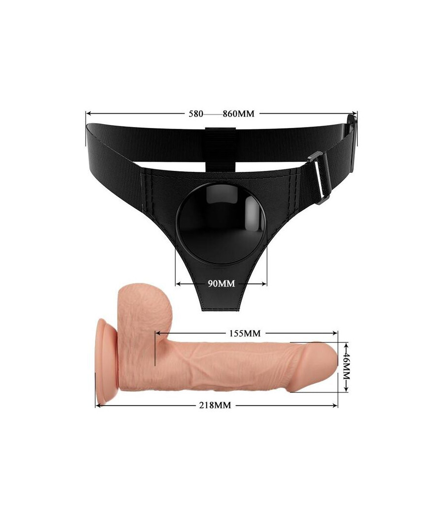 PRETTY LOVE - HARNESS-HOSE UNIVERSAL-HARNESS MIT DILDO JERRY 21.8 CM NATUR