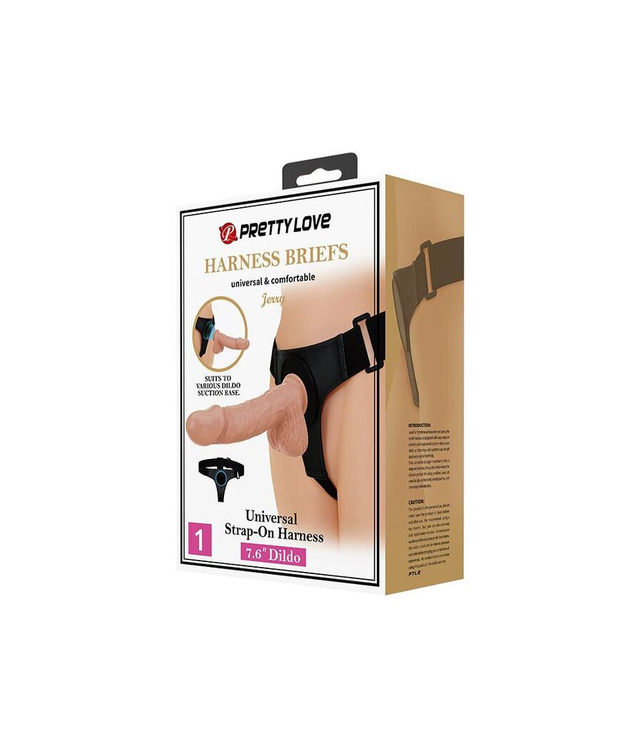 PRETTY LOVE - HARNESS-HOSE UNIVERSAL-HARNESS MIT DILDO JERRY 21.8 CM NATUR