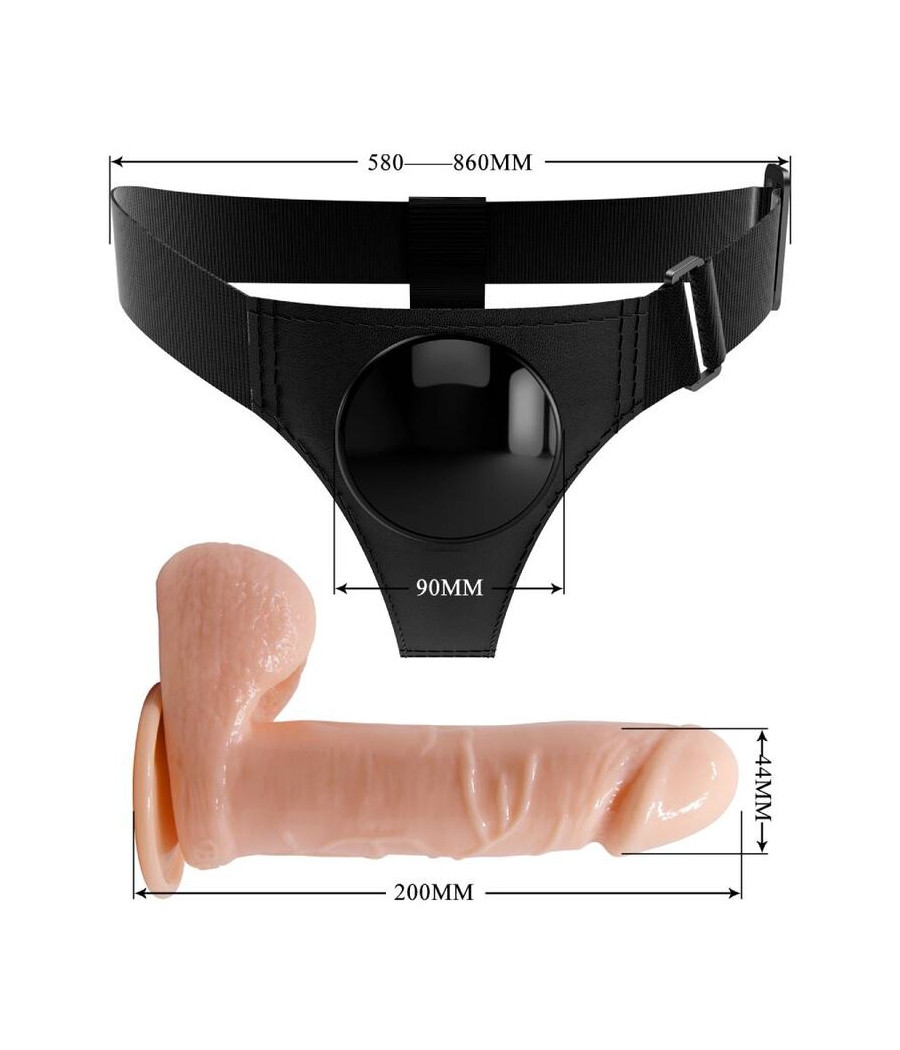 PRETTY LOVE - HARNESS BRIEFS ARNÉS UNIVERSAL CON DILDO TOM 20 CM NATURAL
