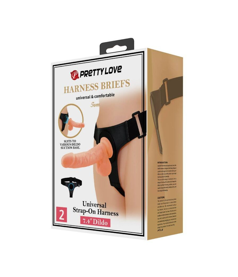 PRETTY LOVE - HARNESS BRIEFS UNIVERSAL HARNESS WITH DILDO TOM 20 CM NATURAL