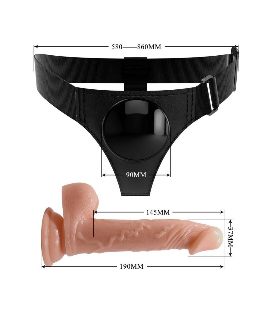 PRETTY LOVE - HARNESS BRIEFS ARNÉS UNIVERSAL CON DILDO KEVIN 19 CM NATURAL