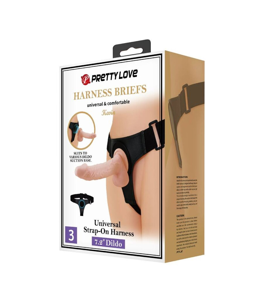 PRETTY LOVE - HARNESS-HOSE UNIVERSAL-HARNESS MIT DILDO KEVIN 19 CM NATURAL