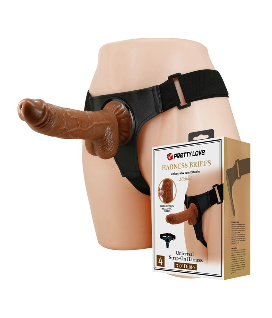 PRETTY LOVE - HARNESS-HOSE UNIVERSAL-HARNESS MIT DILDO MICHEAL 20 CM SCHWARZ