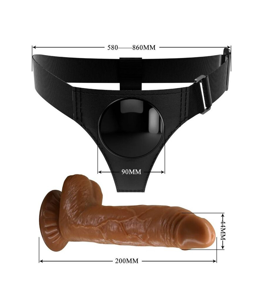 PRETTY LOVE - HARNESS BRIEFS ARNÉS UNIVERSAL CON DILDO MICHEAL 20 CM NEGRO