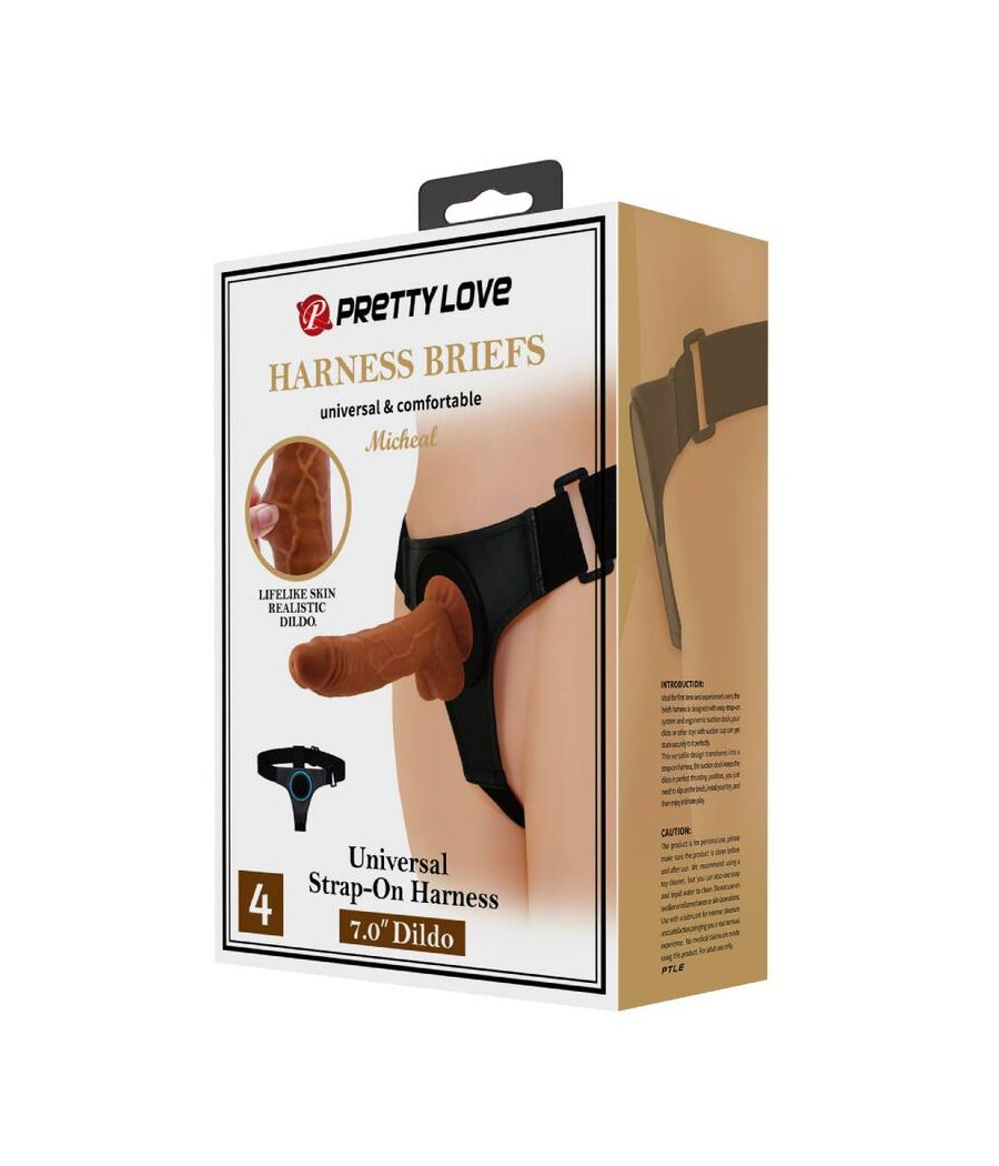PRETTY LOVE - IMBRAGATURA SLIP UNIVERSALE IMBRAGATURA CON DILDO MICHEAL 20 CM NERO