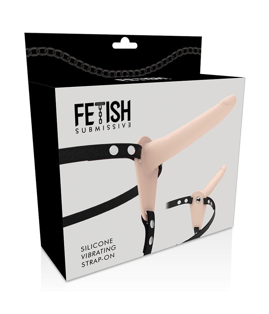 FETISH SUBMISSIVE HARNESS - HAUTFARBENES SILIKONVIBRATOR 15 CM