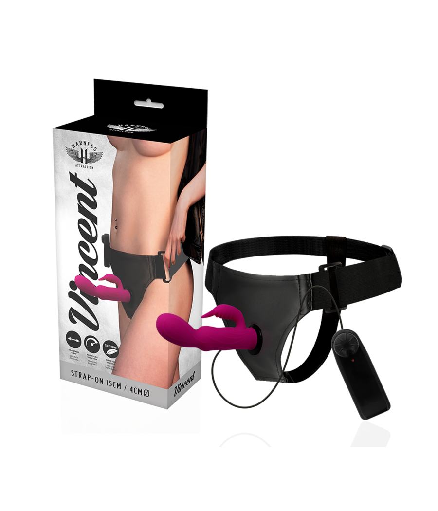 HARNESS ATTRACTION - ARNÉS  VIBRADOR RABBIT VINCENT 15 CM -O- 4 CM