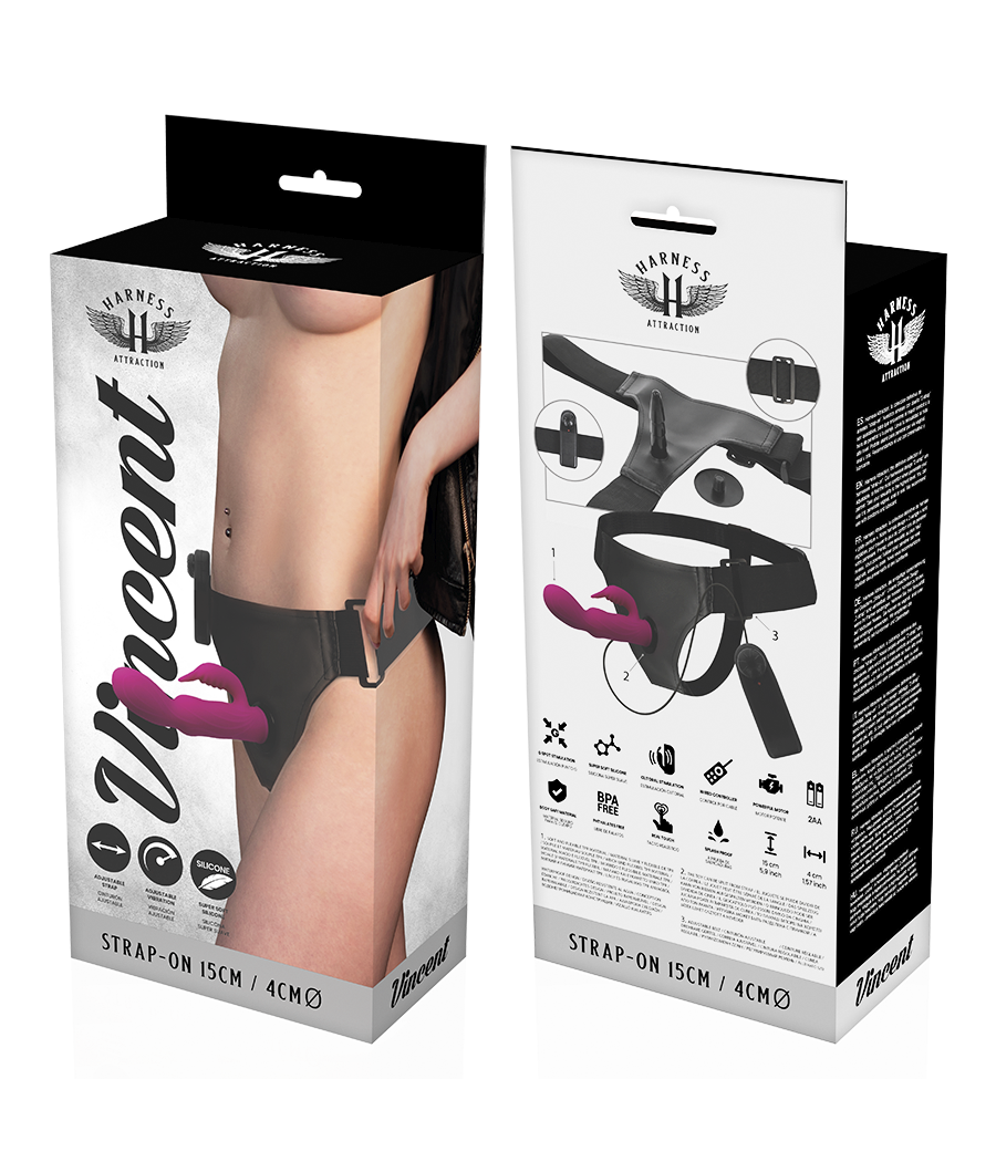 HARNESS ATTRACTION - RNES VIBRATOR KANINCHEN VINCENT 15 CM -O- 4 CM