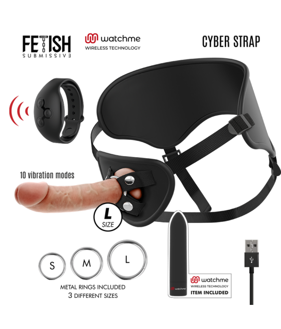 FETISH SUBMISSIVE CYBER STRAP - HARNESS MIT DILDO- UND BULLET-FERNBEDIENUNGS-WATCHME-L-TECHNOLOGIE