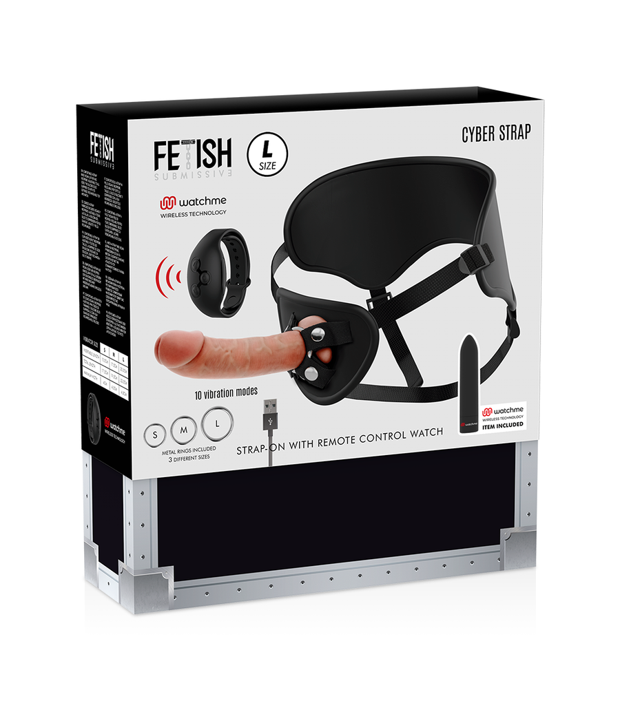 FETISH SUBMISSIVE CYBER STRAP - HARNAIS AVEC GODE ET TÉLÉCOMMANDE BULLET TECHNOLOGIE WATCHME L