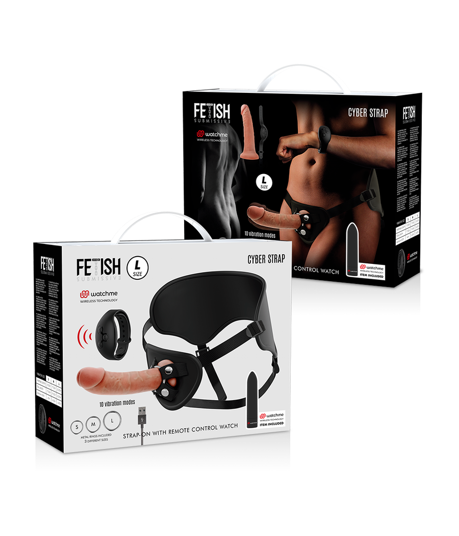 FETISH SUBMISSIVE CYBER STRAP - HARNAIS AVEC GODE ET TÉLÉCOMMANDE BULLET TECHNOLOGIE WATCHME L