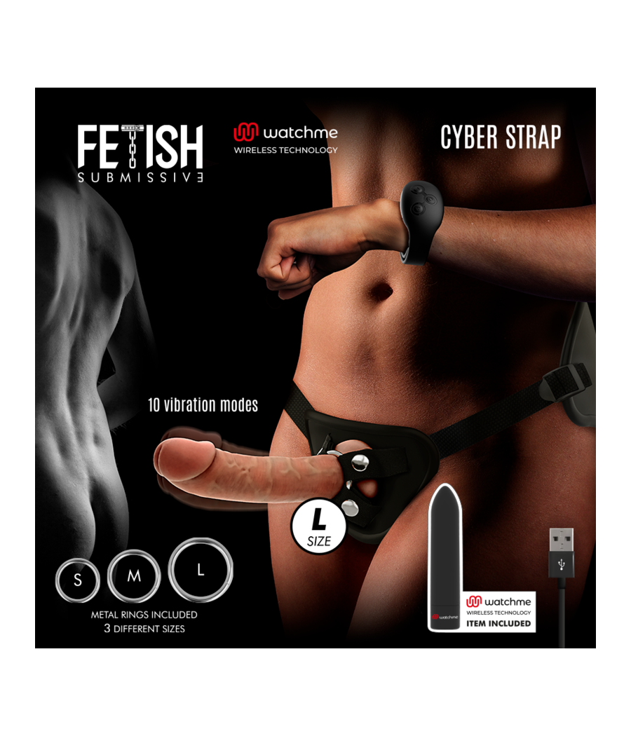 FETISH SUBMISSIVE CYBER STRAP - IMBRAGATURA CON DILDO E TELECOMANDO BULLET TECNOLOGIA WATCHME L