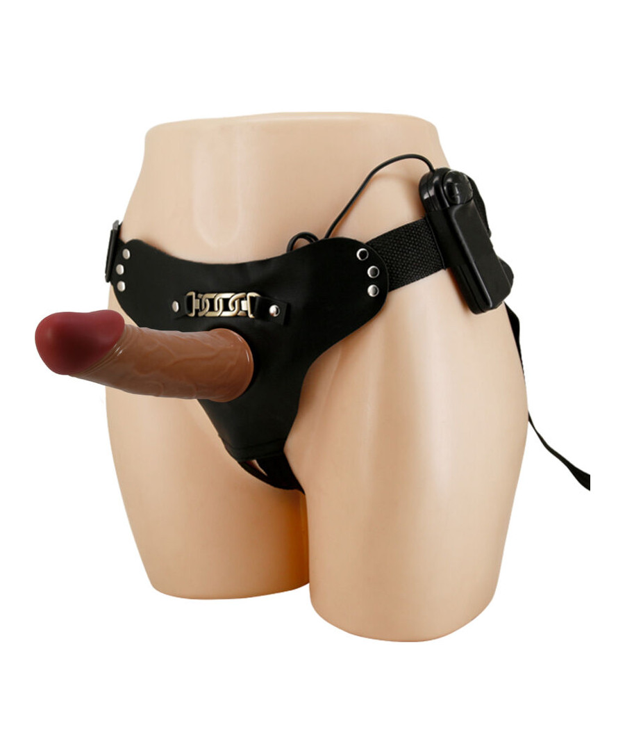 PRETTY LOVE - STARKS HARNESS BRIEFS MULTI-SPEED VIBRATION DILDO 17,5 CM LIGHT BROWN