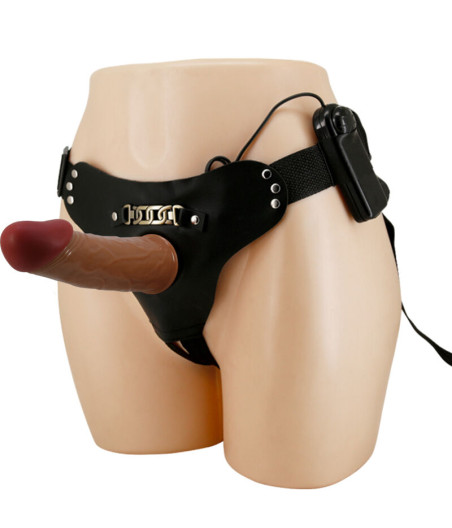 PRETTY LOVE - STARKS IMBRAGATURA SLIP DILDO VIBRAZIONE MULTI-SPEED 17,5 CM MARRONE CHIARO