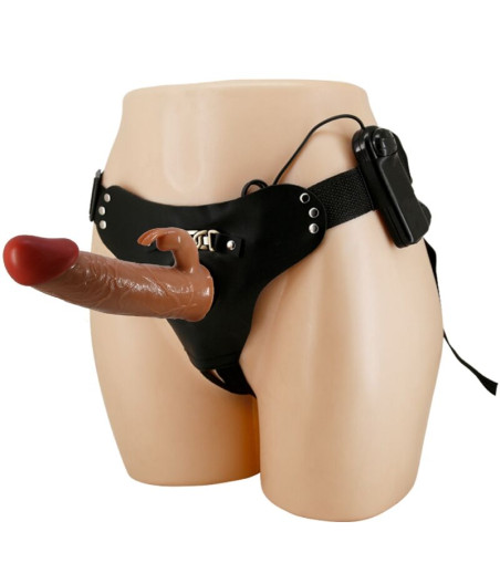 PRETTY LOVE - MARION HARNAIS SLIP UNIVERSEL AVEC DILDO VIBRANT 19 CM MARRON