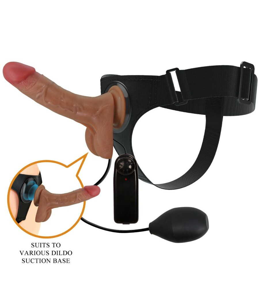 PRETTY LOVE - UNIVERSAL HARNESS SLIP MIT VIBRIERENDEM UND SQUIRTING-DILDO 15,5 CM MULATO