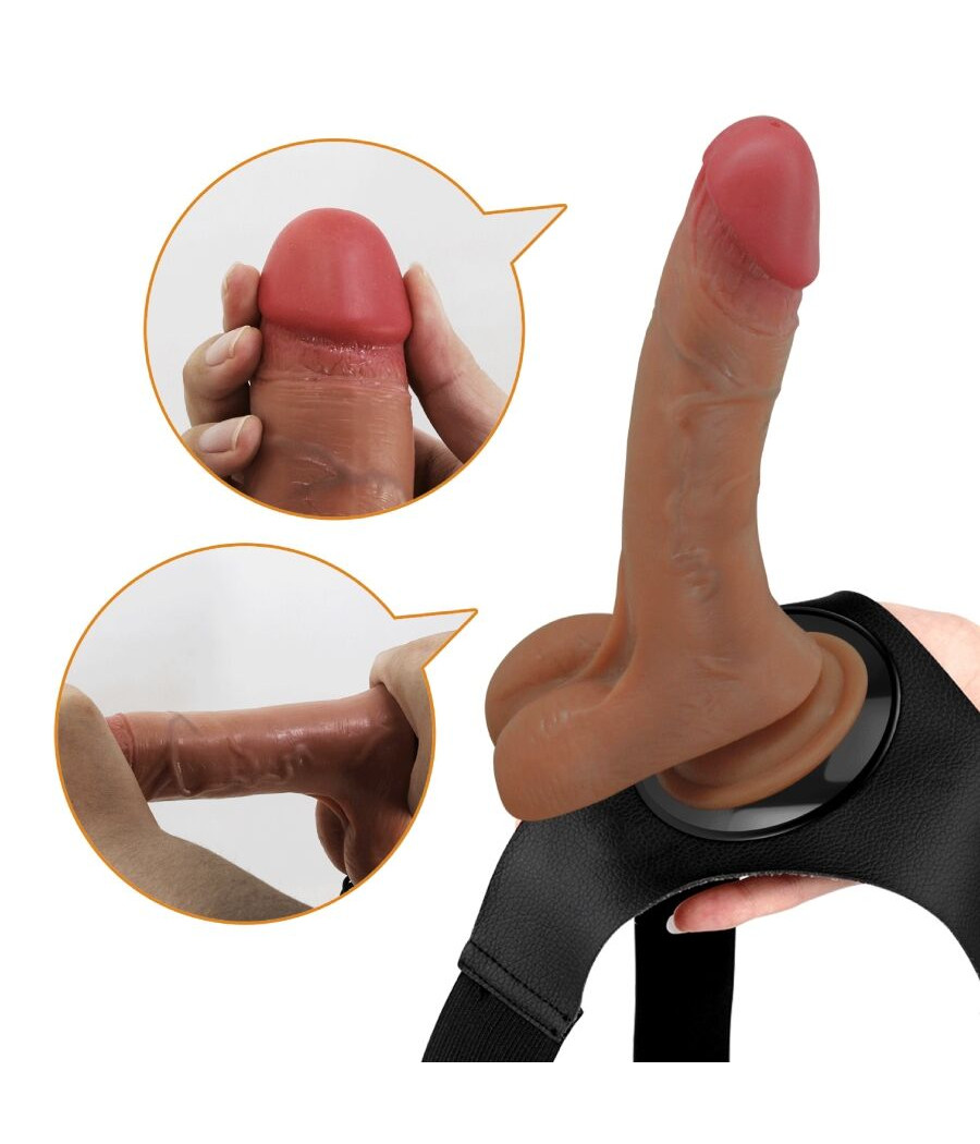 PRETTY LOVE - SLIP HARNAIS UNIVERSEL AVEC GODE VIBRANT ET SQUIRTING 15,5 CM MULATO