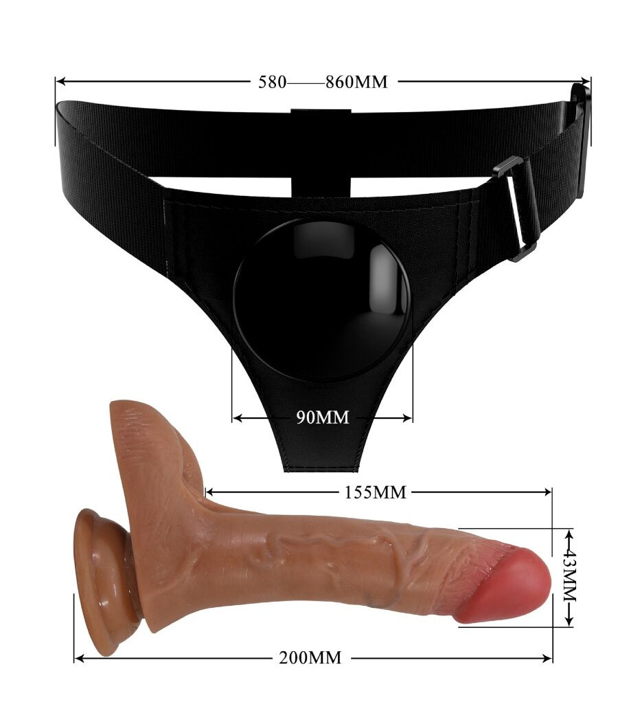 PRETTY LOVE - SLIP UNIVERSALE CON DILDO VIBRANTE E SQUIRTING 15,5 CM MULATO