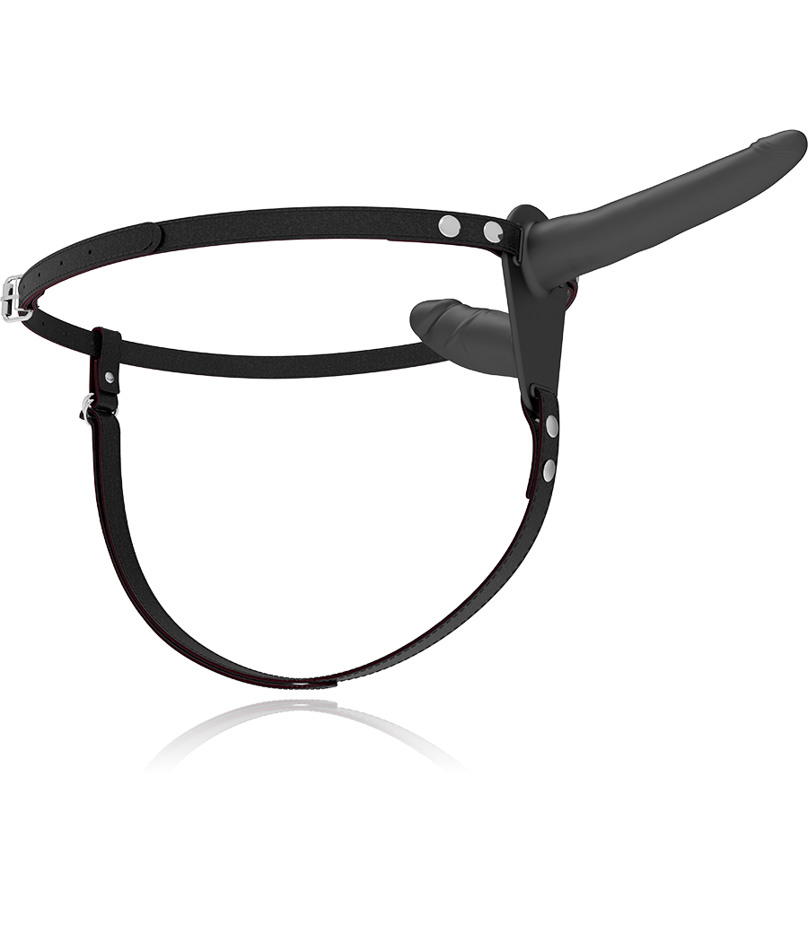 FETISH SUBMISSIVE HARNESS - DOPPELTE PENETRATION SCHWARZER VIBRATOR