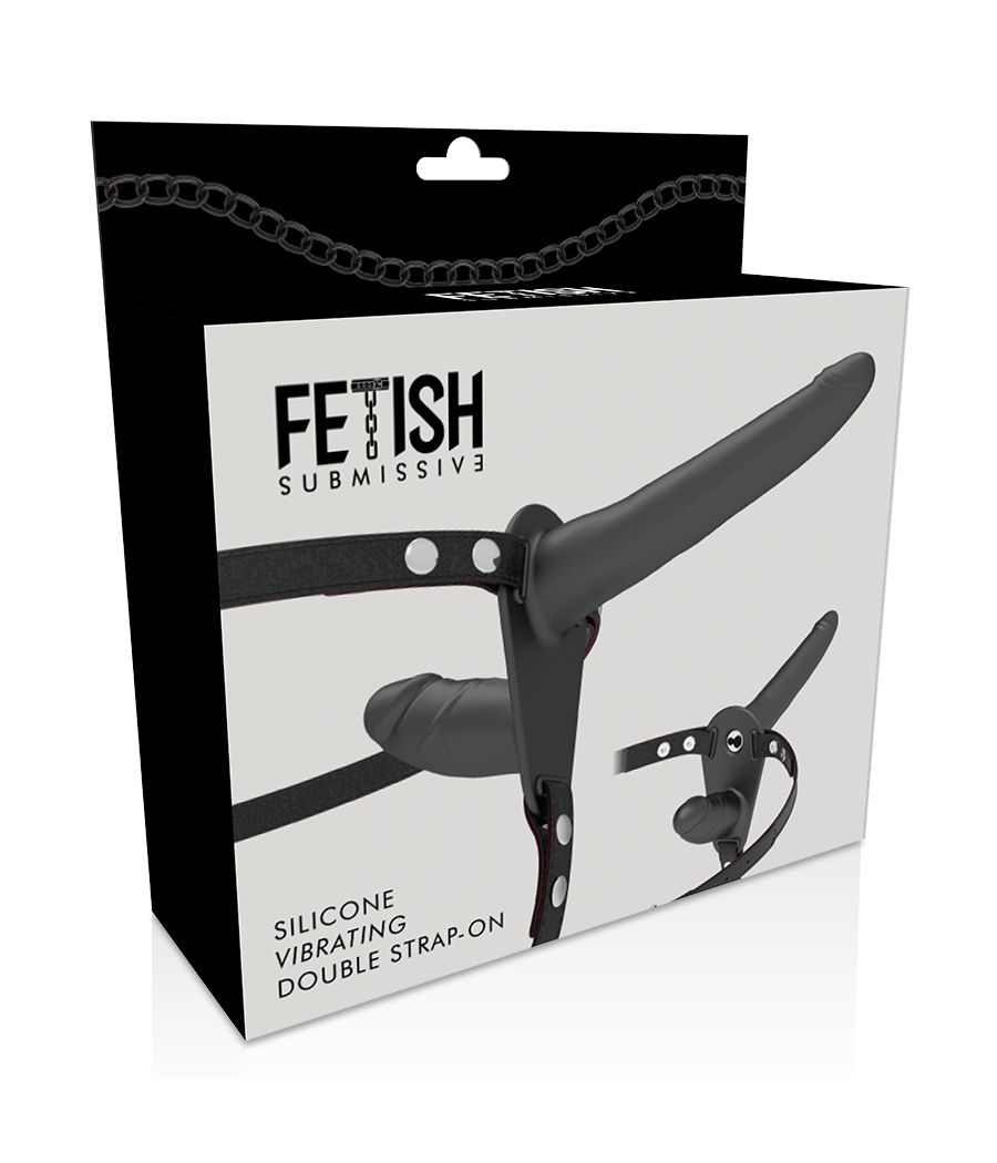 FETISH SUBMISSIVE HARNESS - DOPPELTE PENETRATION SCHWARZER VIBRATOR