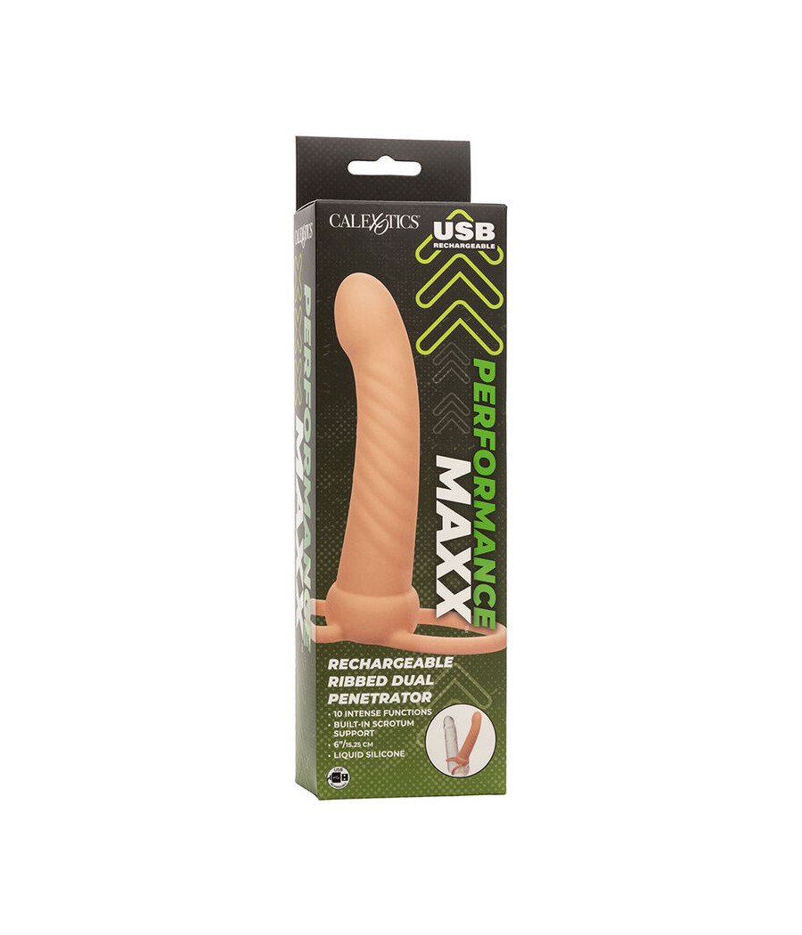 CALEXOTICS - MAXX RIBBED DUAL PENETRATOR 10 VIBRAZIONI CARNE