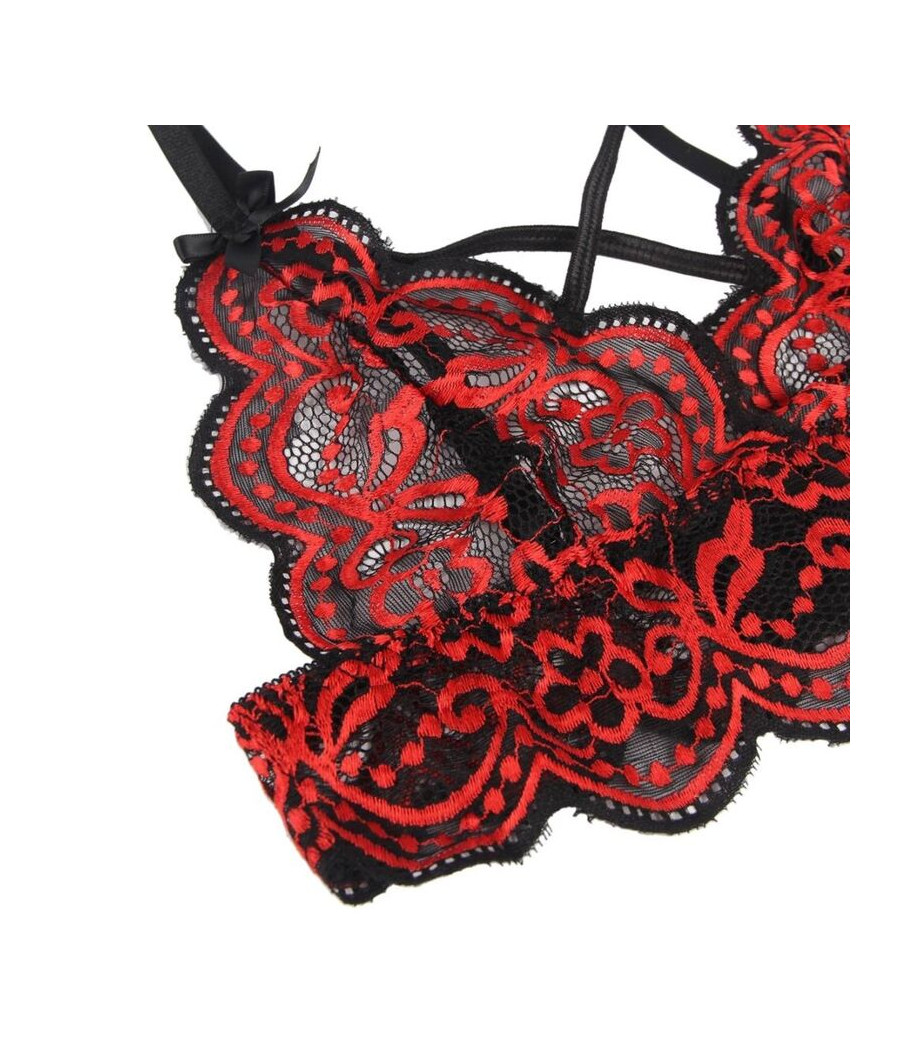 SUBBLIME - SET ENSEMBLE DEUX PIÈCES TOP ET CULOTTE EN DENTELLE S/M