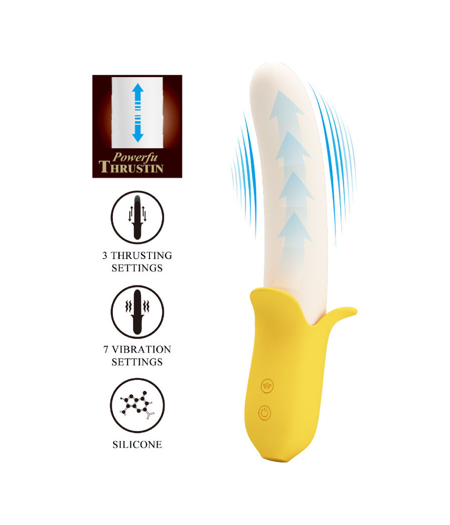 PRETTY LOVE - BANANA GEEK SUPER POWER 7 VIBRAZIONI SU E GIÙ SILICONE NERO