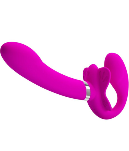 PRETTY LOVE - VIBRATEUR DOUBLE STRAP-ON VALERIE 12 VIBRATIONS VIOLET