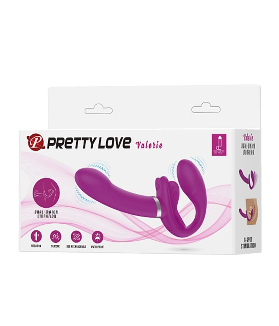 PRETTY LOVE - VIBRADOR VALERIE DOUBLE STRAP-ON 12 VIBRAÇÕES ROXO