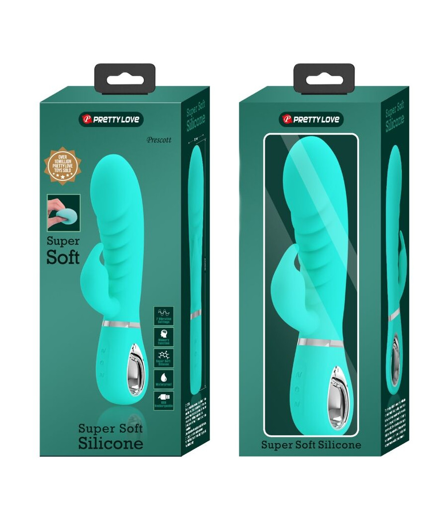 PRETTY LOVE - VIBRATEUR MULTIFONCTION G-SPOT PRESCOTT VERT AQUA