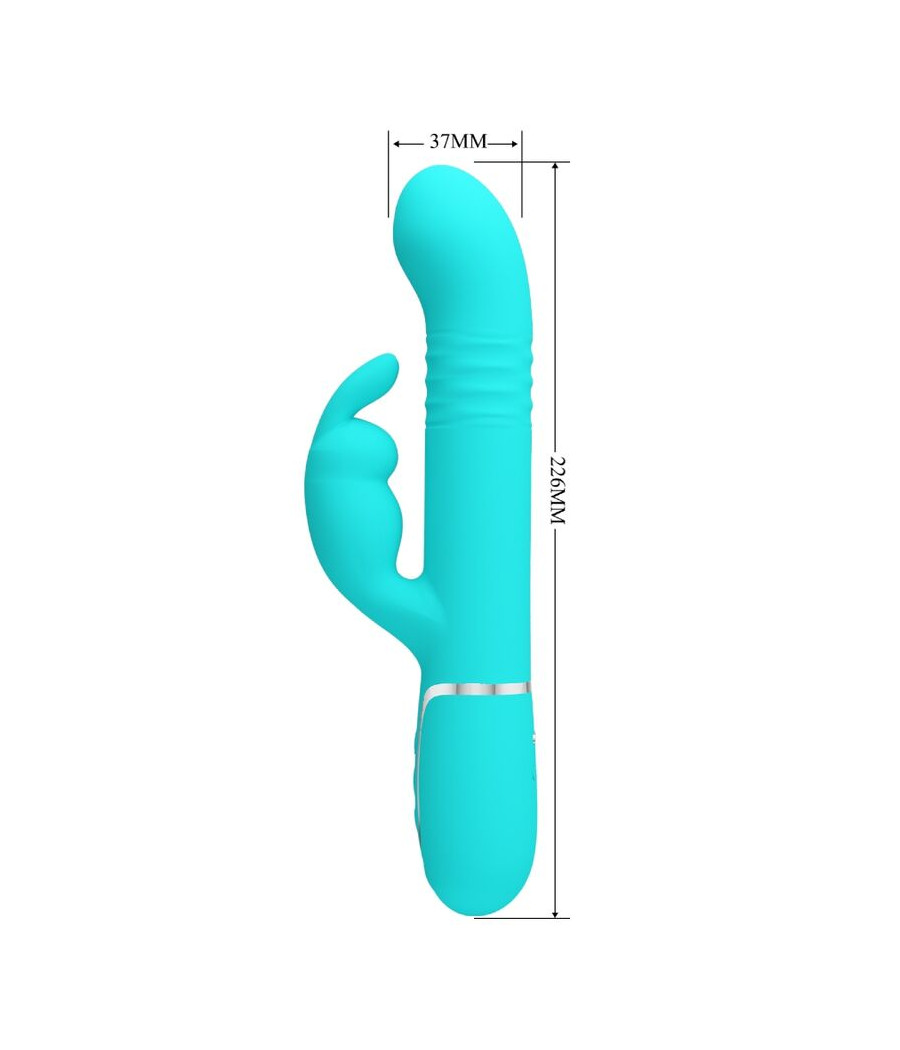 PRETTY LOVE - VIBRATEUR COALE RABBIT PERLES VERT AQUA