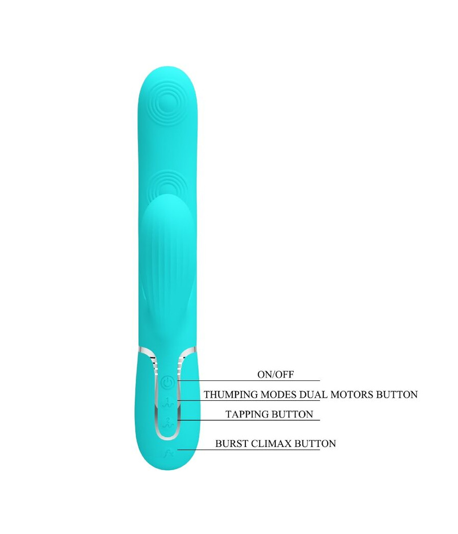 PRETTY LOVE - PERLITA MULTIFUNCTION 3 IN 1 G-SPOT VIBRATOR AQUA GREEN