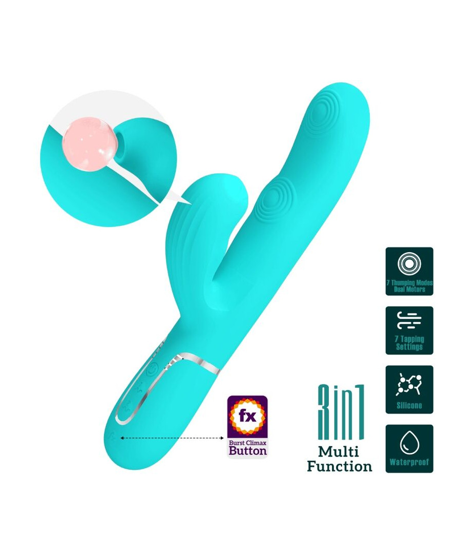 PRETTY LOVE - PERLITA MULTIFUNCTION 3 IN 1 G-SPOT VIBRATOR AQUA GREEN