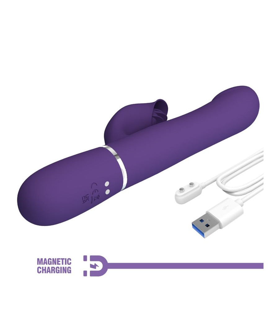 PRETTY LOVE - ZALIN RABBIT VIBRATOR PEARLS 4 IN 1 PURPLE