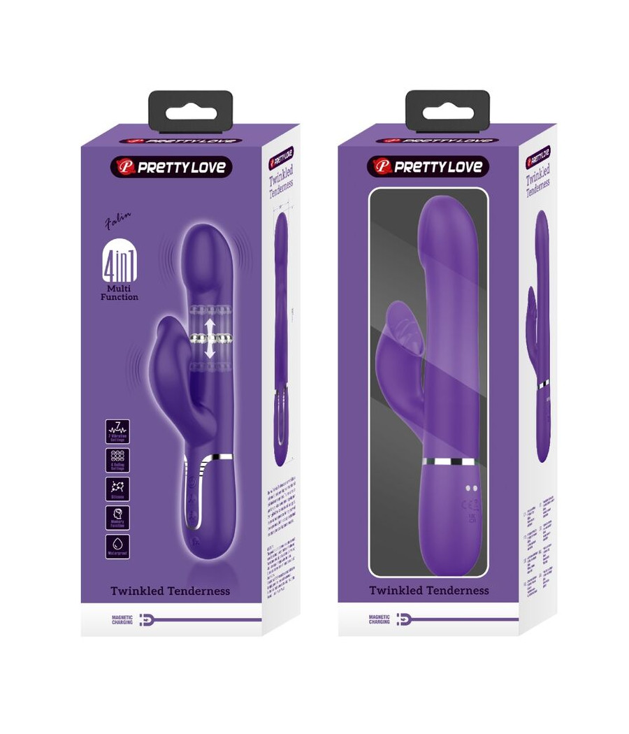 PRETTY LOVE - ZALIN VIBRADOR DE COELHO PÉROLAS 4 EM 1 ROXO