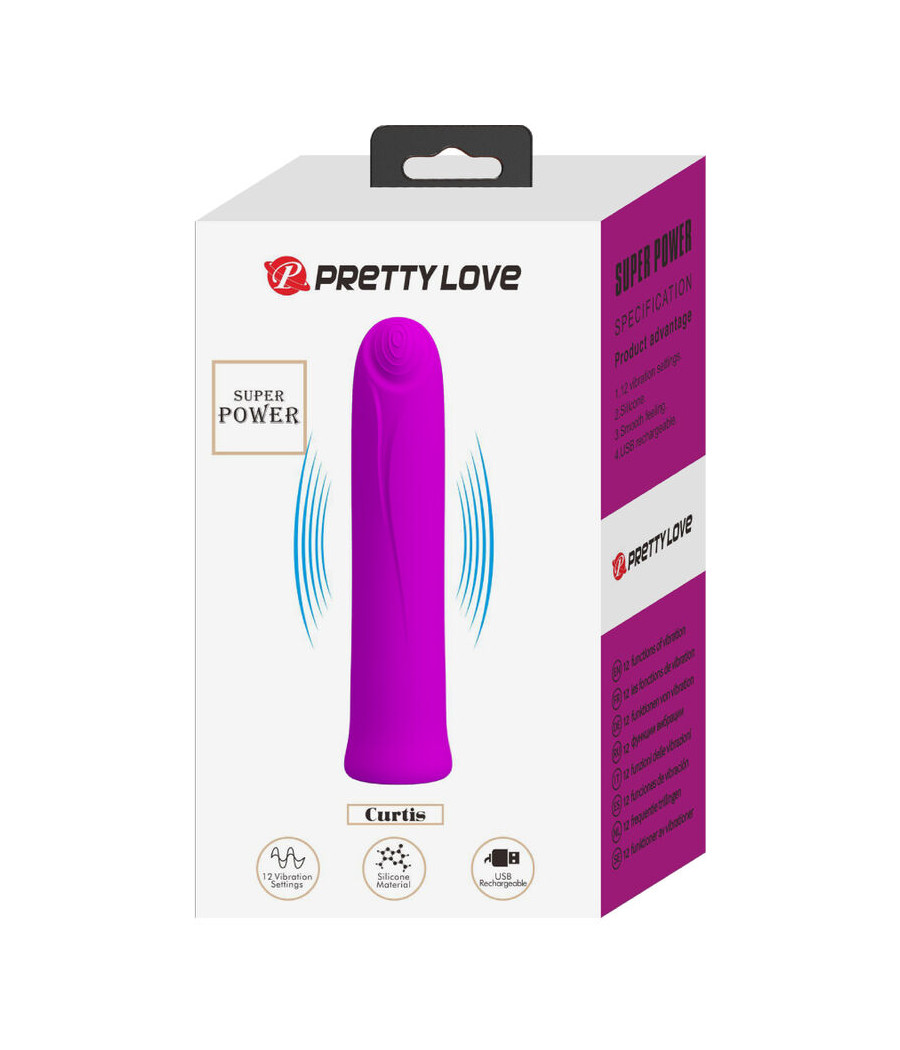 PRETTY LOVE - CURTIS MINI VIBRADOR SUPER POWER 12 VIBRACIONES SILICONA VIOLETA