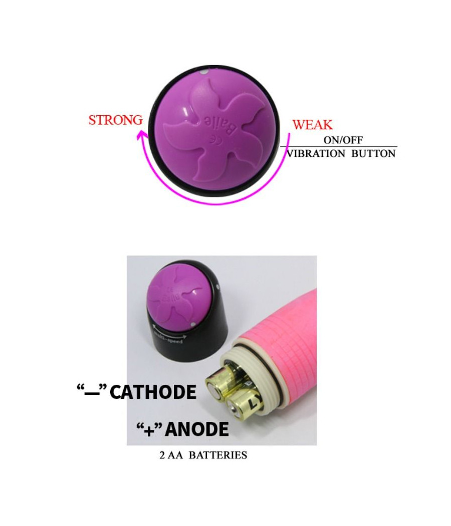 BAILE - COLORFUL SEX REALISTIC VIBRATOR PINK 23 CM