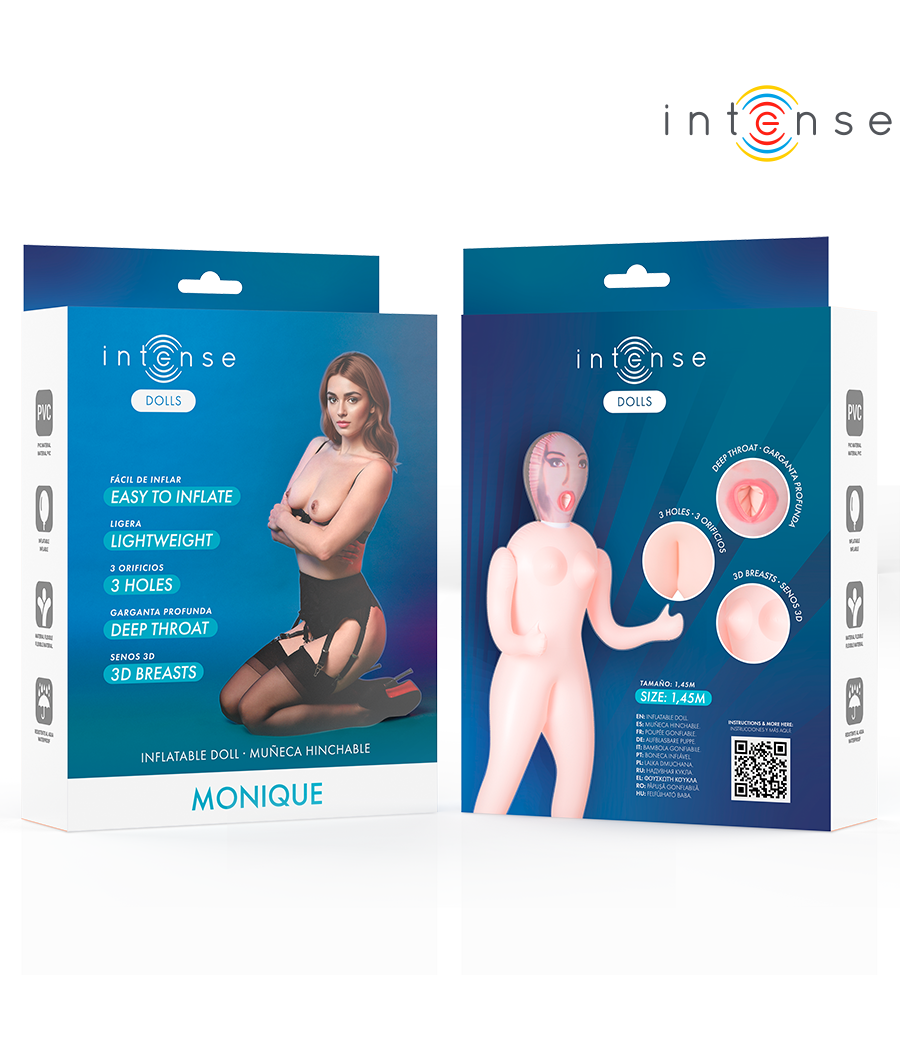 INTENSE DOLLS - BONECA INFLÁVEL MONIQUE COM TRÊS ORIFÍCIOS