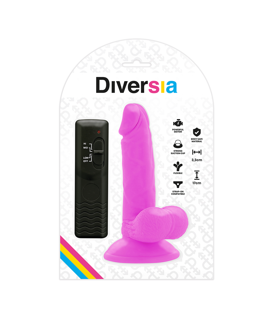 DIVERSIA - FLEXIBLER VIBRIERENDER DILDO LILA 17 CM -O- 3.3 CM
