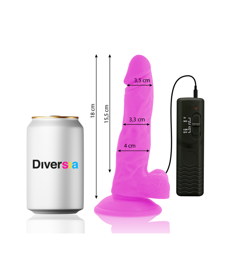 DIVERSIA - FLEXIBLE VIBRATING DILDO PURPLE 18 CM -O- 4 CM