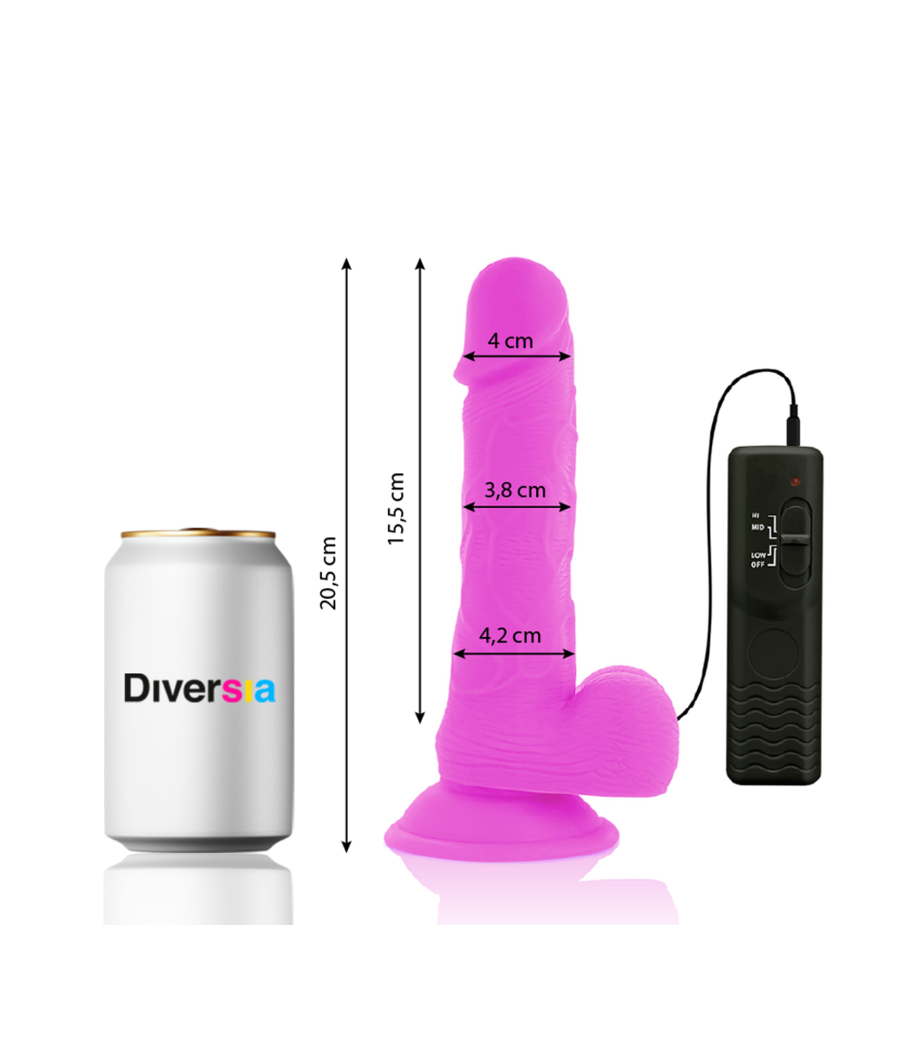 DIVERSIA - FLEXIBLER VIBRIERENDER DILDO LILA 20.5 CM -O- 4.2 CM