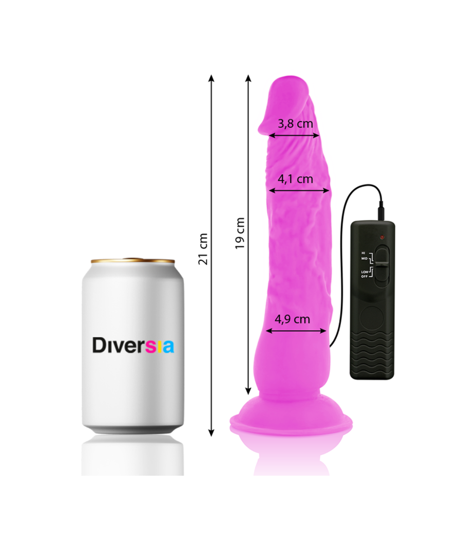 DIVERSIA - DILDO VIBRANTE FLESSIBILE VIOLA 21 CM -O- 4.9 CM